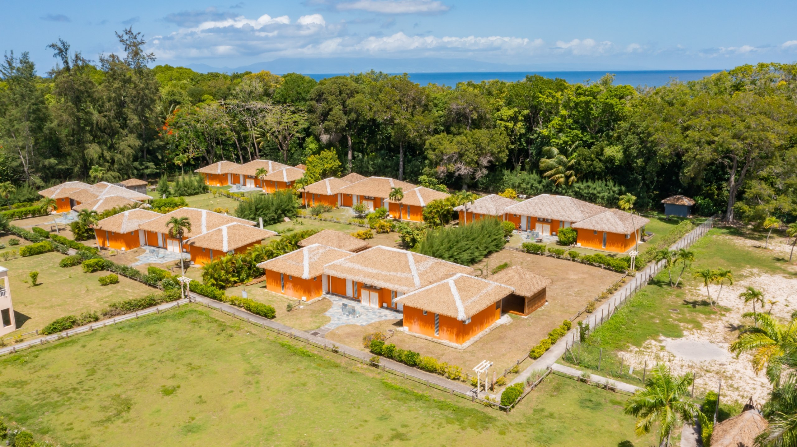 Vue aérienne du Village Kawann à Marie-Galante